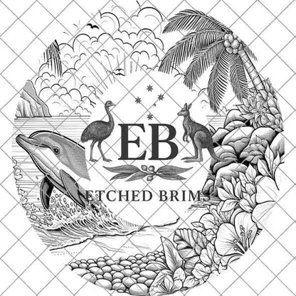 Dolphin 4 Laser Hat Burning Design, Digital Download PNG, Hat Burning Template, Hat Laser Engraving Design, Wide Brim Hat Laser File EB120