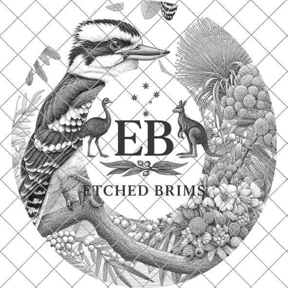 Hat Burning Design, Australian Kookaburra Bird, Australian Native Flowers, Hat Burning Template, Hat Burning Stencil, PDF & PNG File, EB437