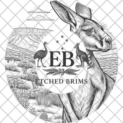 Kangaroo 2 Laser Hat Burning Design, Digital Download PNG, Hat Burning Template, Hat Laser Engraving Design, Wide Brim Hat Laser File, EB28