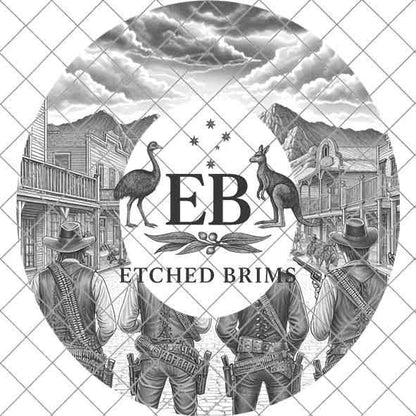 Gunslinger Cowboy 3 Hat Engraving, Western Brim Template, Digital Laser Design Wide Brim Faux Suede Hat, Boho,Laser Hat Burning File EB254