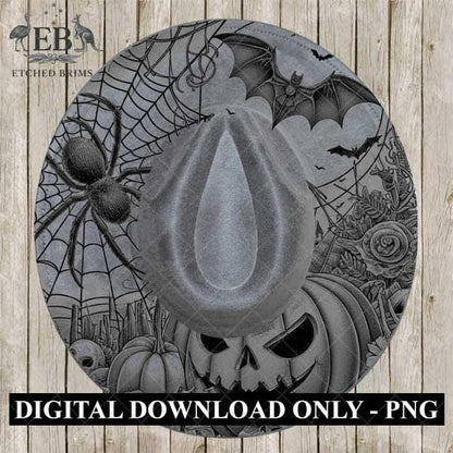 Halloween Hat Template, Spider Web Hat Burning Design, Spooky Season, PNG, Hat Burning Stencil, Hat Burning Design, Engraving Pattern, EB460