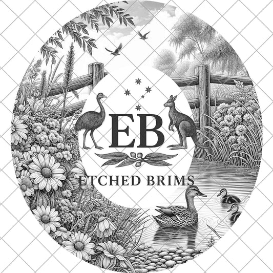 Ducks & Wildflowers, Hat Burning Design, Hat Engraving, Laser File, Wide Brim Hat, Printable Hat Template, EB1052
