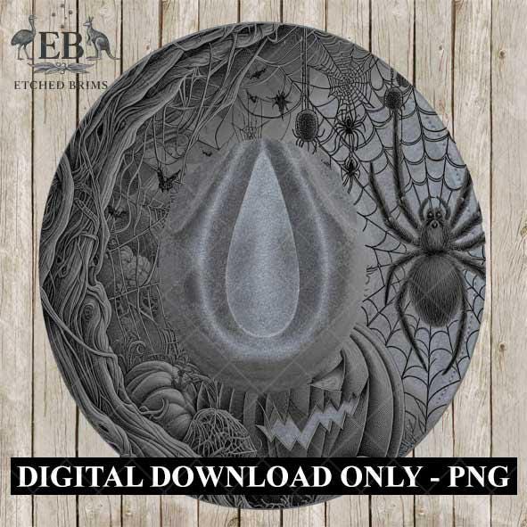 Halloween Hat Template, Spider Web Hat Burning Design, Spooky Season, PNG, Hat Burning Stencil, Hat Burning Design, Engraving Pattern, EB462
