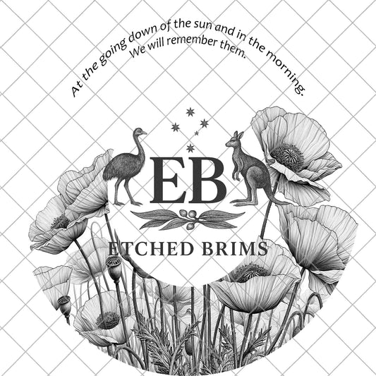Australian Flag, Poppies, Quote, Hat Burning Design, Laser Engraving Template, Printable Stencil, EB986