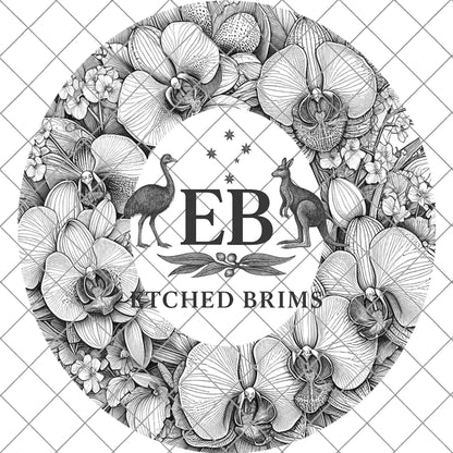 Orchid Flowers 3 Hat File, Laser Hat Burning Design, Digital Download PNG, Hat Burning Template, Hat Laser Engraving Design, Hat File EB636
