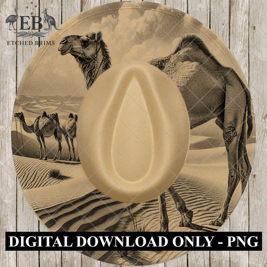 Camel, Hat Burning Design, Western Laser Engraving Template for Wide Brim Fedora, EB852