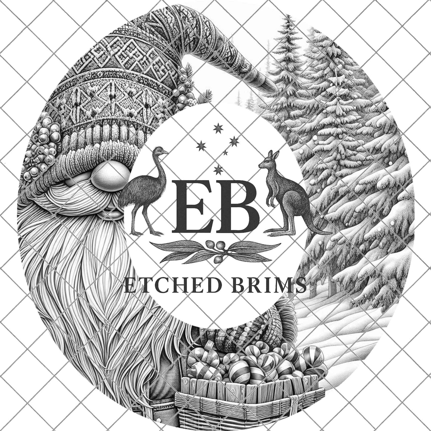 Christmas Gnome Hat Burning Design, Laser Engraving Template for Wide Brim Fedora Hats, EB704