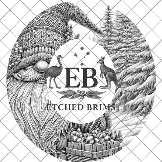Christmas Gnome Hat Burning Design, Laser Engraving Template for Wide Brim Fedora Hats, EB704