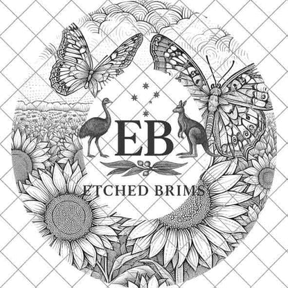 Sunflowers & Butterflies 6, Laser Hat Burning Design, Digital Download PNG, Hat Burning Template, Hat Laser Engraving Design, Hat File EB32