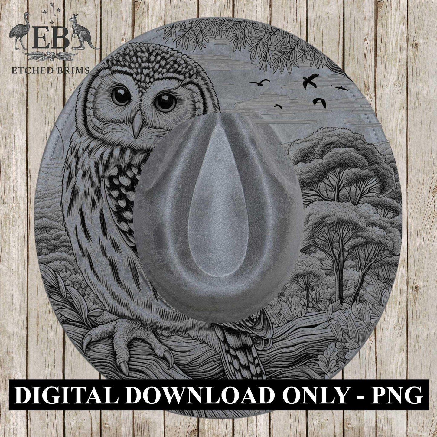 Owl 7 Laser Hat Burning Design, Digital Download PNG, Hat Burning Template, Hat Laser Engraving Design, Wide Brim Hat Laser File, EB625
