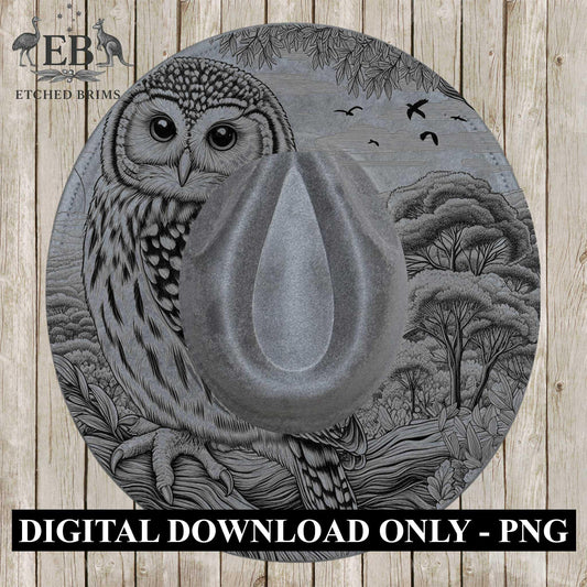 Owl 7 Laser Hat Burning Design, Digital Download PNG, Hat Burning Template, Hat Laser Engraving Design, Wide Brim Hat Laser File, EB625