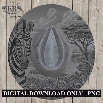 Zebra Safari 2, Hat Burning Design, Hand Burning Stencil included, PDF & PNG, Hat Burning Template, Laser Engraving Design, EB639