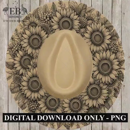 Sunflower Hat Burning Design, Laser Engraving Template for Wide Brim Fedora Hats, EB700