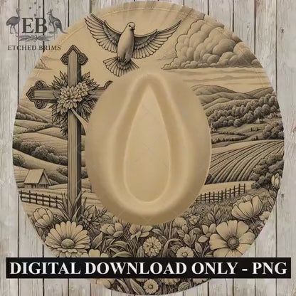 Cross and Flowers Hat Burning Design, Faith Western Laser Engraving Template, EB712