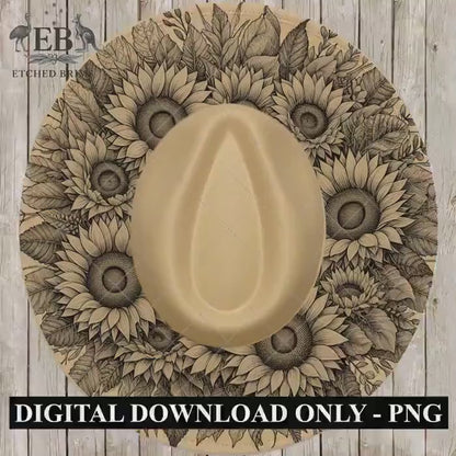 Sunflower Hat Burning Design, Laser Engraving Template for Wide Brim Fedora Hats, EB699