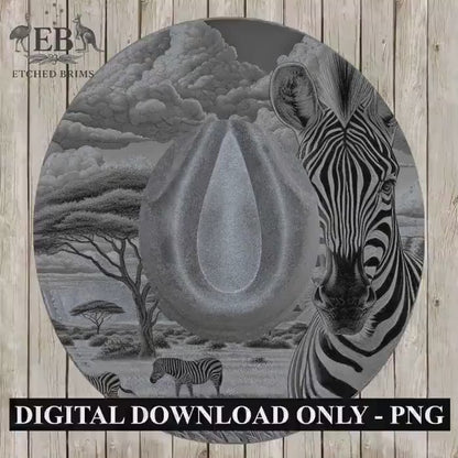 Zebra Safari 2, Hat Burning Design, Hand Burning Stencil included, PDF & PNG, Hat Burning Template, Laser Engraving Design, EB640