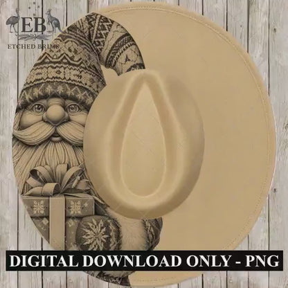Christmas Gnome Hat Burning Design, Laser Engraving Template for Wide Brim Fedora Hats, EB706
