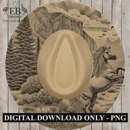 Rearing Horse Hat Burning Design, Western Laser Engraving Template for Wide Brim Fedora, EB718