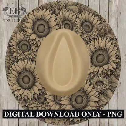 Sunflower Hat Burning Design, Laser Engraving Template for Wide Brim Fedora Hats, EB701