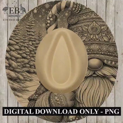Christmas Gnome Hat Burning Design, Laser Engraving Template for Wide Brim Fedora Hats, EB705